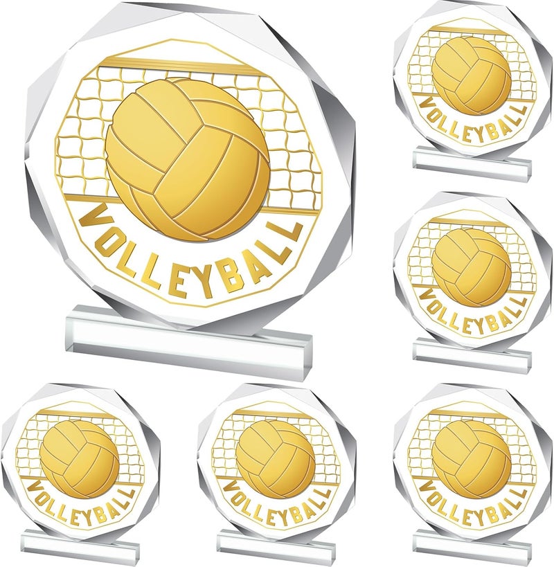 Anglechic 6 Pack Sports Trophy Acrylic Award Medals 4.72 x 4.72 Inch Sports Contest Trophies Bulk Plaques Team Prize Gift Trophies for Competition - Image 1